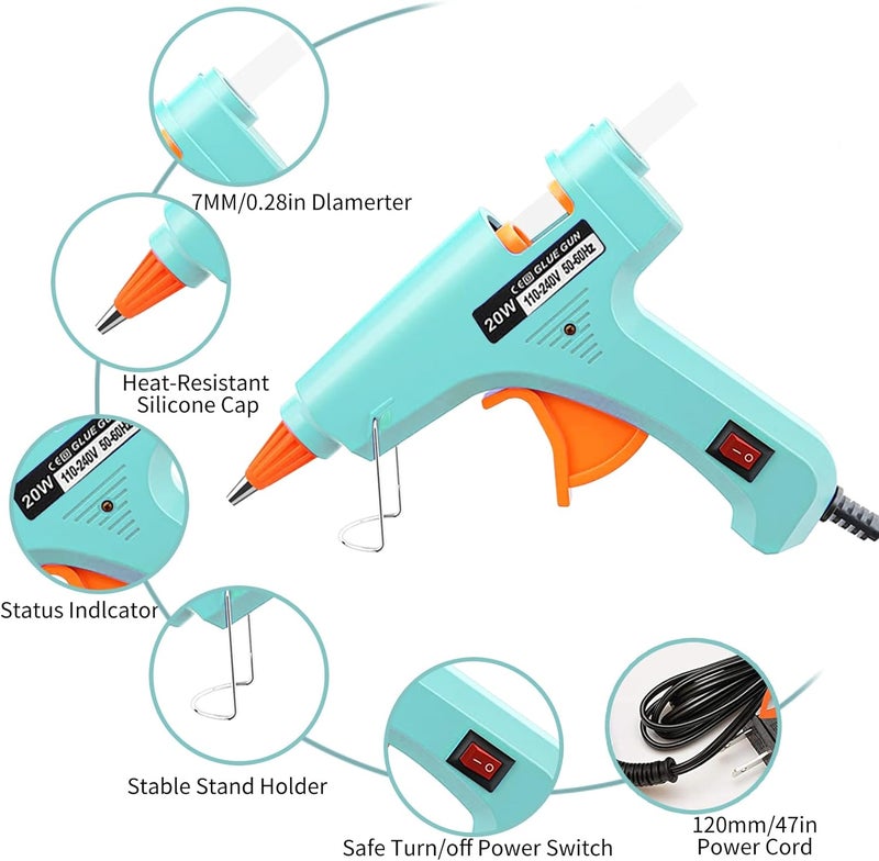 OUREPOCA Hot Glue Gun Kit Mini: Mini Hot Glue Guns Kit with 20 Sticks Melt Glue Gun Craft for School DIY Arts Home Quick Repairs Multi-application 2 Pack - Image 2